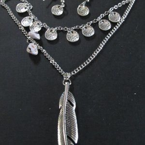 5-piece Paparazzi silver and white necklace and earring sets